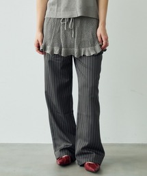 2tuck layered design pinstripe wide slacks / 2タックレイヤードデザインピンストライプワイドスラックス