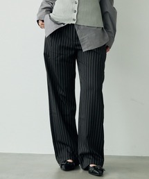 Clum(N)2tuck layered design pinstripe wide slacks / 2^bNC[hfUCsXgCvChXbNX(XbNX)