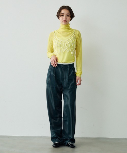 セール】2tuck layered design pinstripe wide slacks / 2タック