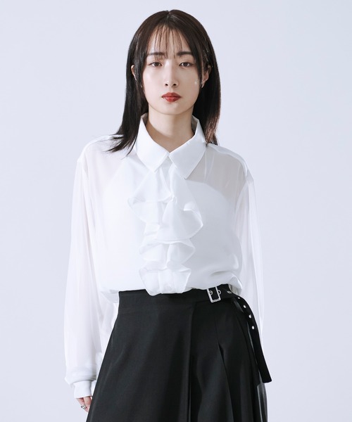 Ellno Loset（エルノロゼット）の「ラッフルタイシアーシャツ（シャツ/ブラウス・メンズ・ブラック/オフホワイト・MEDIUM/LARGE/SMALL）」の15枚目の写真