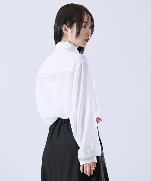 Ellno Loset（エルノロゼット）の「ラッフルタイシアーシャツ（シャツ/ブラウス・メンズ・ブラック/オフホワイト・MEDIUM/LARGE/SMALL）」の17枚目の写真