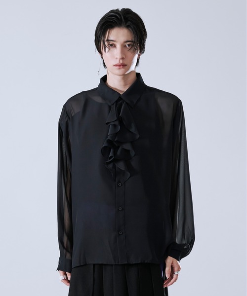 Ellno Loset（エルノロゼット）の「ラッフルタイシアーシャツ（シャツ/ブラウス・メンズ・ブラック/オフホワイト・MEDIUM/LARGE/SMALL）」の21枚目の写真