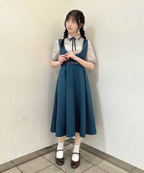 F i.n.t（フィント）の「リボンタイ付きライン入りポロシャツ【1枚で快適】/ fint　フィント（ポロシャツ・レディース・オフホワイト/レッド/ライトグレー・FREE）」の17枚目の写真