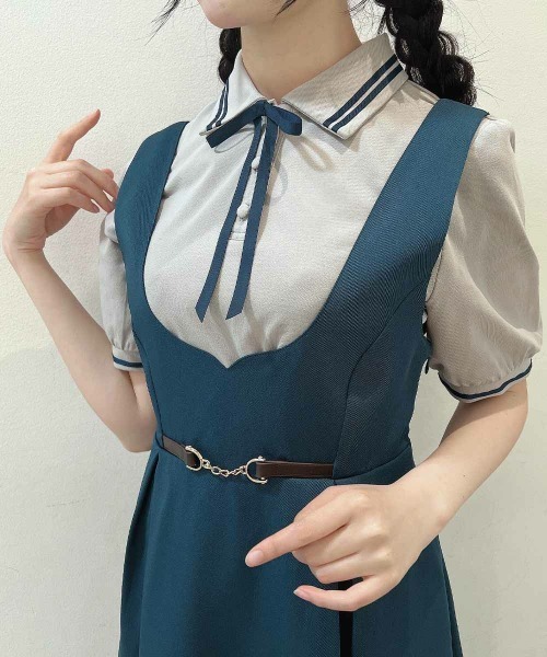 F i.n.t（フィント）の「リボンタイ付きライン入りポロシャツ【1枚で快適】/ fint　フィント（ポロシャツ・レディース・オフホワイト/レッド/ライトグレー・FREE）」の18枚目の写真