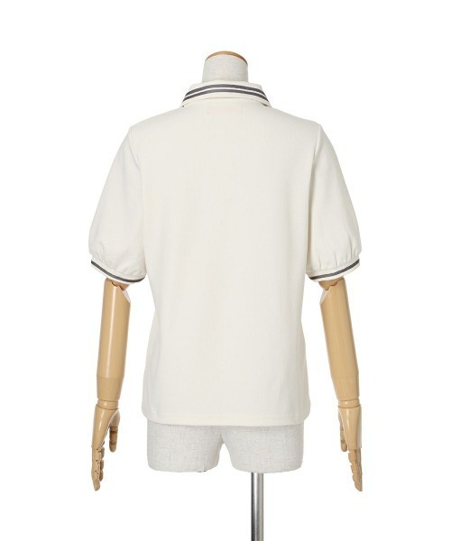 F i.n.t（フィント）の「リボンタイ付きライン入りポロシャツ【1枚で快適】/ fint　フィント（ポロシャツ・レディース・オフホワイト/レッド/ライトグレー・FREE）」の12枚目の写真