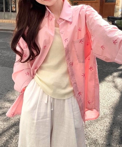 セール】【CANVAS+】リボンプリントシャツ（シャツ/ブラウス