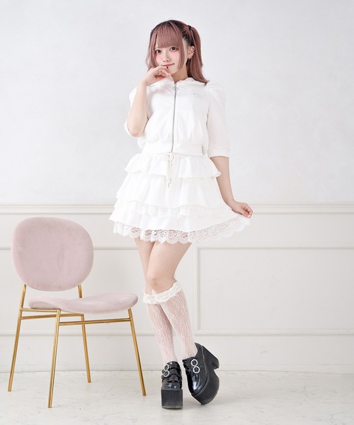 Pal elfy（パルエルフィー）の「スウェットティアードスカート（スカート・レディース・グレー/オフホワイト/ブラック・フリー）」の7枚目の写真