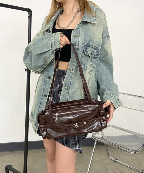 non-hedge(ノンヘッジ)の「フロントベルトボストンバッグ(ボストンバッグ・レディース・ブラック/アイボリー/ブラウン/レッド・FREE)」の18枚目の写真