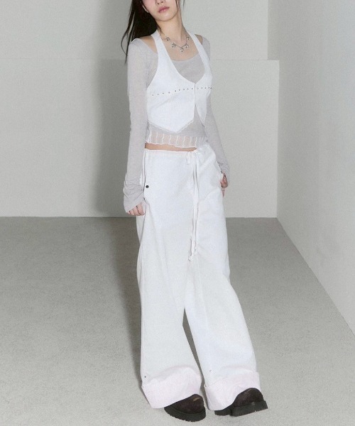 tシャツ 「CHERRYQUIRI」sheer layered unbal sleeve / 「チェリーキュリー」シアーレイヤードアンバランス長袖トッ CHERRYQUIRI】sheer layered unbal sleeve / 【チェリーキュリー