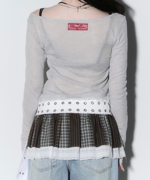 tシャツ 「CHERRYQUIRI」sheer layered unbal sleeve / 「チェリーキュリー」シアーレイヤードアンバランス長袖トッ CHERRYQUIRI】sheer layered unbal sleeve / 【チェリーキュリー