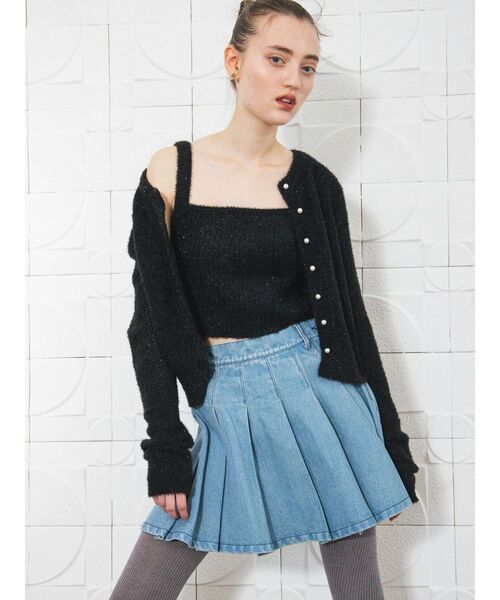 CALNAMUR（カルナムール）の「プリーツデニムミニスカート（スカート・レディース・ブラック/ブルー・SMALL/MEDIUM）」の17枚目の写真