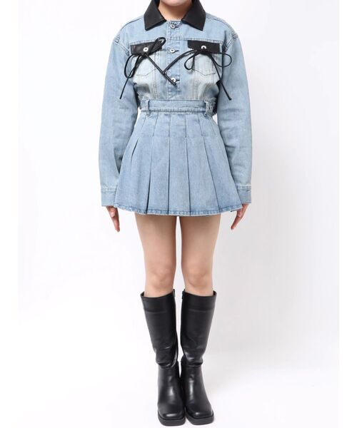 CALNAMUR（カルナムール）の「プリーツデニムミニスカート（スカート・レディース・ブラック/ブルー・SMALL/MEDIUM）」の8枚目の写真