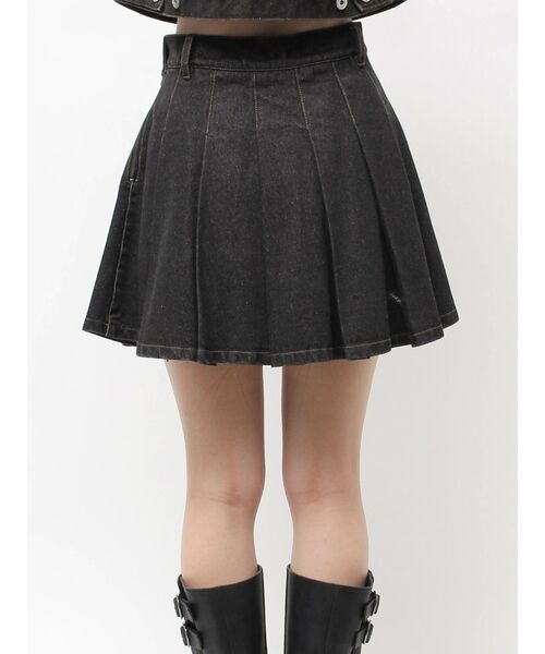 CALNAMUR（カルナムール）の「プリーツデニムミニスカート（スカート・レディース・ブラック/ブルー・SMALL/MEDIUM）」の3枚目の写真