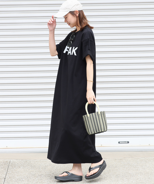 Snow Peak（スノーピーク）の「《追加2》別注【Snow Peak/スノーピーク】Tシャツワンピース（ワンピース・レディース・ブラック/ベージュ・FREE）」の6枚目の写真