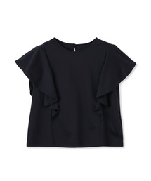 美品★ラッフル Tシャツ カットソー ブラック 36 UNTITLED tシャツ ラッフルスリーブプルオーバー レディース