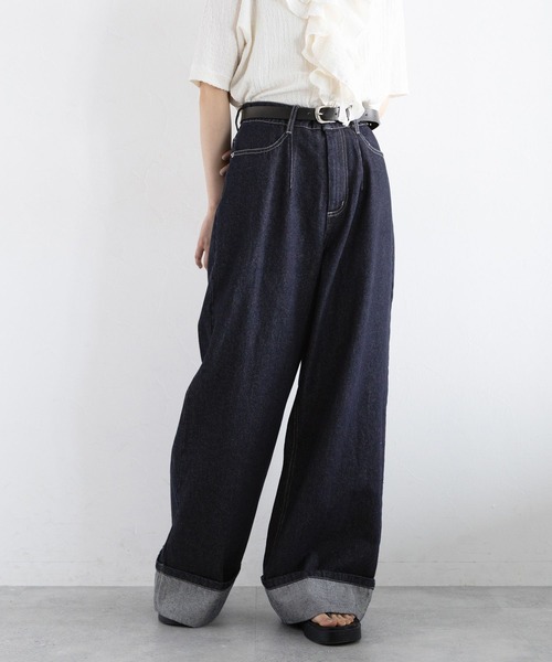 RAGEBLUE(レイジブルー)の「<セットアップ対応>ステッチデザイン/ロールアップデニムパンツ2(デニムパンツ・レディース・ネイビー/ブラック・FREE)」の15枚目の写真