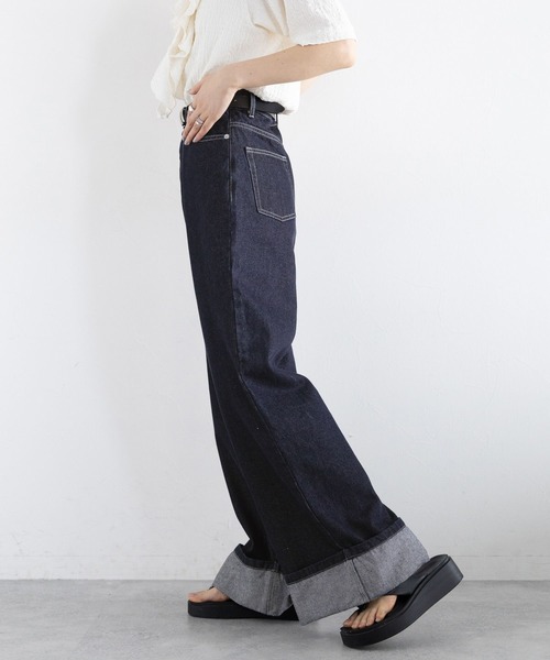 RAGEBLUE(レイジブルー)の「<セットアップ対応>ステッチデザイン/ロールアップデニムパンツ2(デニムパンツ・レディース・ネイビー/ブラック・FREE)」の16枚目の写真