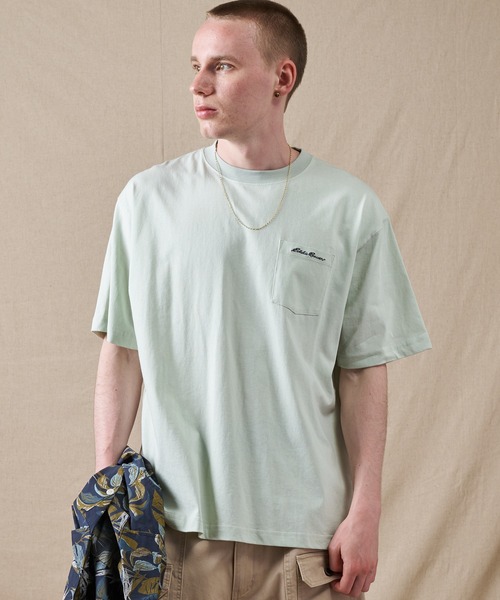 Eddie Bauer(エディーバウアー)の「クラシック ロゴ刺繍 ポケットTシャツ(Tシャツ/カットソー・メンズ・ホワイト/ブラック/ミント/ピンク・XXL/XL/M/S/L)」の3枚目の写真
