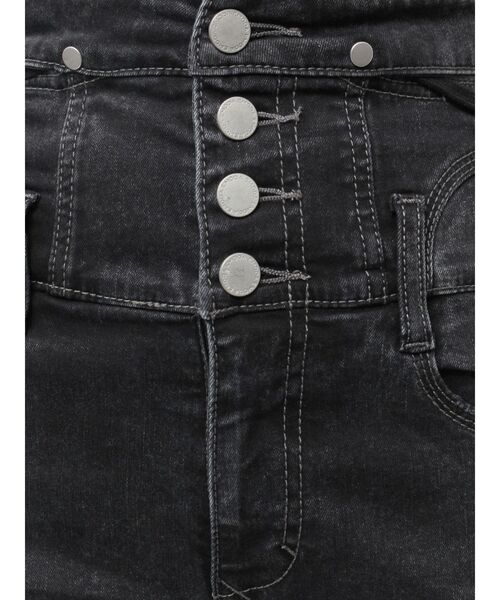 EMODA（エモダ）の「サイドオープンハイウエストフレアパギンス（デニムパンツ・レディース・ブラック/ライトブルー/インディゴブルー・X-SMALL/SMALL/MEDIUM）」の2枚目の写真