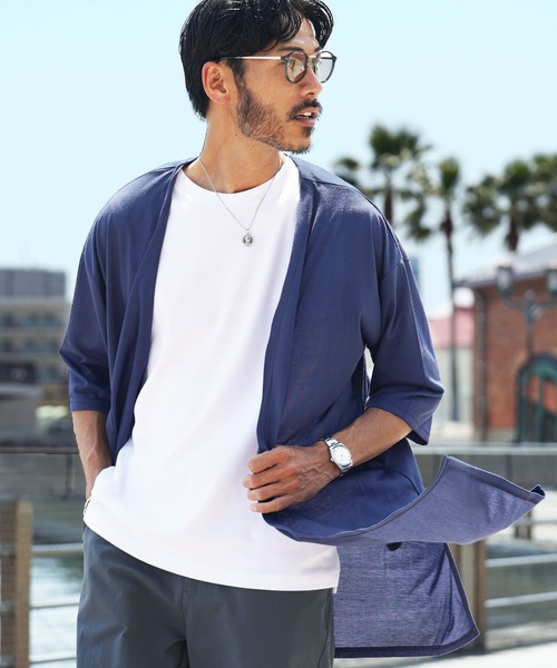 jiggys shop(ジギーズショップ)の「5分袖 ロング丈 コーディガン サマーカーディガン(カーディガン/ボレロ・メンズ・チャコールグレー/ブラック/ネイビー/グレー系その他・LARGE/MEDIUM)」の19枚目の写真