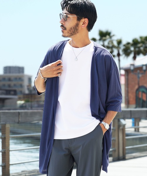 jiggys shop(ジギーズショップ)の「5分袖 ロング丈 コーディガン サマーカーディガン(カーディガン/ボレロ・メンズ・チャコールグレー/ブラック/ネイビー/グレー系その他・LARGE/MEDIUM)」の20枚目の写真