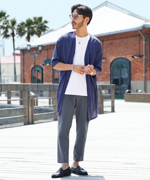 jiggys shop(ジギーズショップ)の「5分袖 ロング丈 コーディガン サマーカーディガン(カーディガン/ボレロ・メンズ・チャコールグレー/ブラック/ネイビー/グレー系その他・LARGE/MEDIUM)」の21枚目の写真