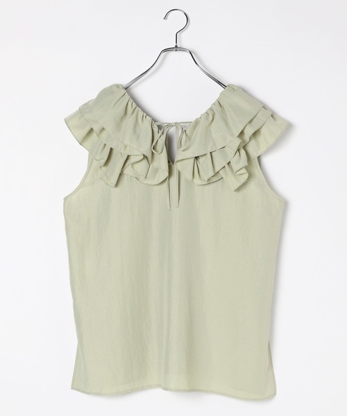 LEPSIM(レプシィム)の「フリルVネックノースリブラウス 570821(シャツ/ブラウス・レディース・ライトグリーン/ブラック/オフホワイト・FREE)」の18枚目の写真
