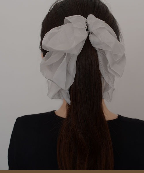 VIBGYOR Women（ヴィブジョー　ウィメン）の「【resonance】シフォン ビッグリボン バナナクリップ【オケージョン】（バレッタ/ヘアクリップ・レディース・ベージュ/ブラック/グレー・FREE）」の2枚目の写真