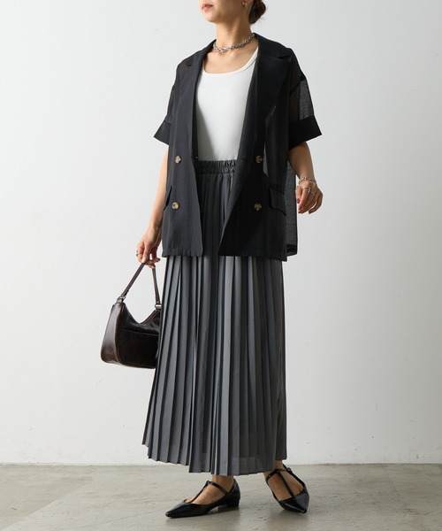 COLONY 2139（コロニートゥーワンスリーナイン）の「シアープリーツスカート（スカート・レディース・ホワイト/ブラック/チャコールグレー・FREE）」の18枚目の写真