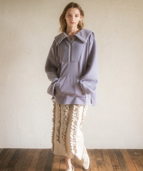HONEY MI HONEY(ハニーミーハニー)の「velour frill skirt(スカート・レディース・ブラウン/ブラック/ベージュ・FREE)」の1枚目の写真