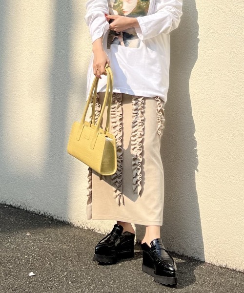 HONEY MI HONEY(ハニーミーハニー)の「velour frill skirt(スカート・レディース・ブラウン/ブラック/ベージュ・FREE)」の16枚目の写真