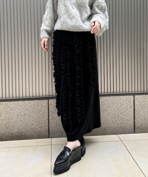 HONEY MI HONEY(ハニーミーハニー)の「velour frill skirt(スカート・レディース・ブラウン/ブラック/ベージュ・FREE)」の10枚目の写真