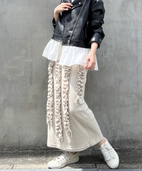 HONEY MI HONEY(ハニーミーハニー)の「velour frill skirt(スカート・レディース・ブラウン/ブラック/ベージュ・FREE)」の14枚目の写真