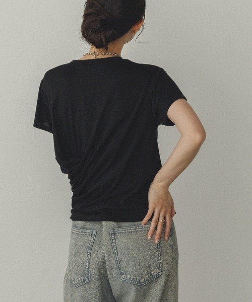 hunch(ハンチ)の「ドレープ デザイントップス(Tシャツ/カットソー・レディース・杢グレー/ネイビー/ブラック・FREE)」の9枚目の写真