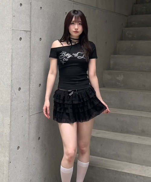 tシャツ ラインストーンワンショルダーTシャツ レディース メンズ ラインストーンワンショルダーTシャツ（Tシャツ/カットソー