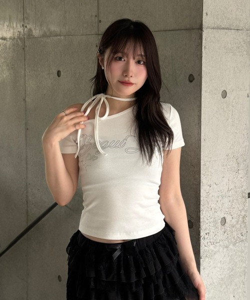 tシャツ ラインストーンワンショルダーTシャツ レディース メンズ ラインストーンワンショルダーTシャツ（Tシャツ/カットソー