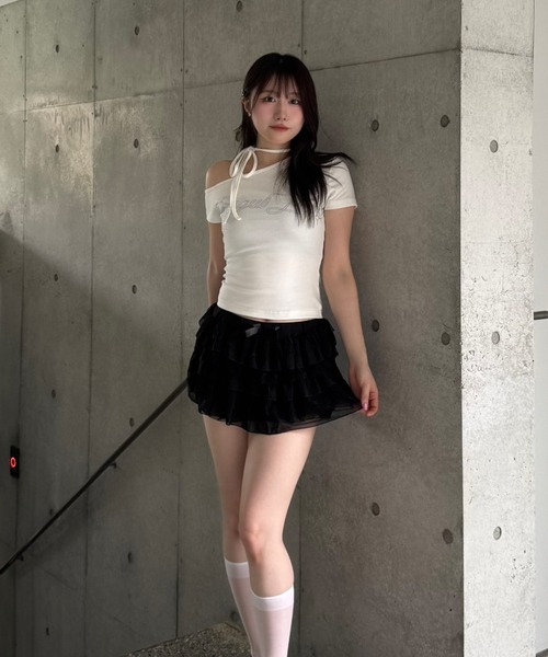 tシャツ ラインストーンワンショルダーTシャツ レディース メンズ ラインストーンワンショルダーTシャツ（Tシャツ/カットソー