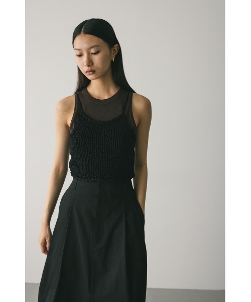 STYLEMIXER（スタイルミキサー）の「ハンドメイドニットビスチェ（キャミソール・レディース・ブラック/サックスブルー/ベージュ・FREE）」の4枚目の写真