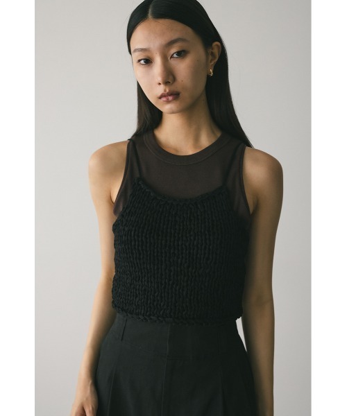STYLEMIXER（スタイルミキサー）の「ハンドメイドニットビスチェ（キャミソール・レディース・ブラック/サックスブルー/ベージュ・FREE）」の8枚目の写真