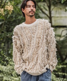 mn3153-Fringe Jacquard Knit Pullover ニット