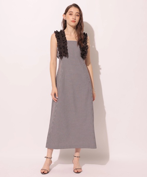 Rirandture ショルダーフリルIラインワンピース M ショルダーレースフリルIラインワンピース | ワンピース
