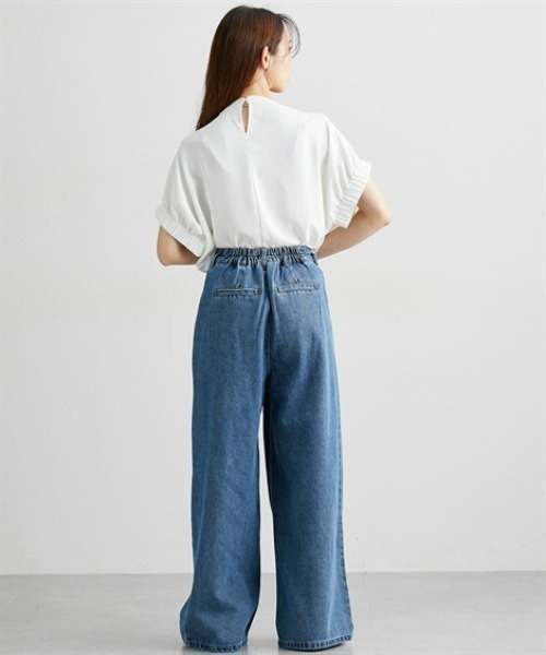 nissen（ニッセン）の「デニムタックバギーパンツ（デニムパンツ・レディース・ブルー/ライトブルー・FREE）」の10枚目の写真