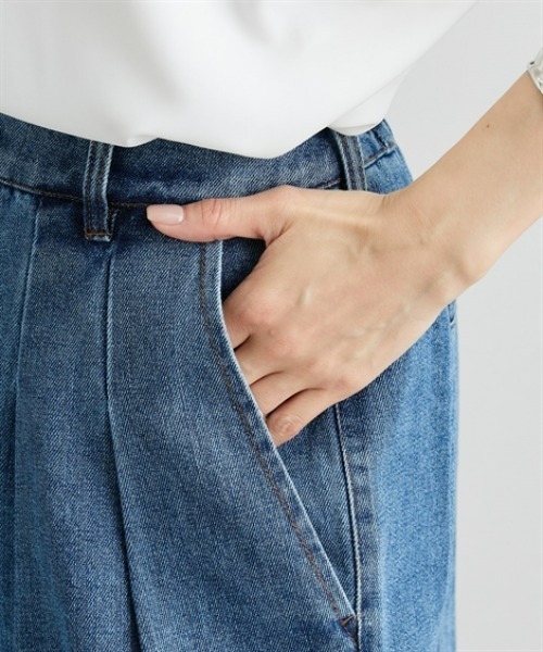 nissen（ニッセン）の「デニムタックバギーパンツ（デニムパンツ・レディース・ブルー/ライトブルー・FREE）」の12枚目の写真