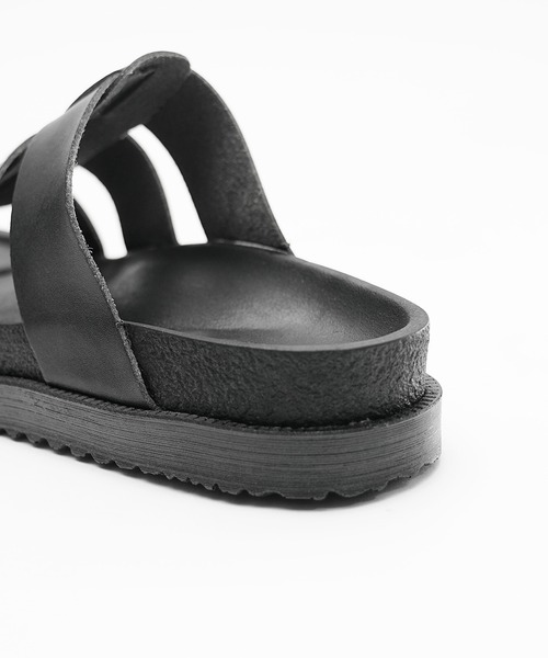 MinoriTY】軽量素材厚底PUレザーサンダル メンズ ウィメンズ ユニ