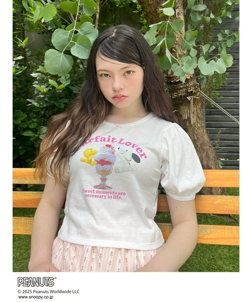 SNOOPY（スヌーピー）の「【PEANUTS】Parfait Lover TEE（Tシャツ/カットソー・レディース・ブラック/ピンク/オフホワイト・FREE）」の19枚目の写真