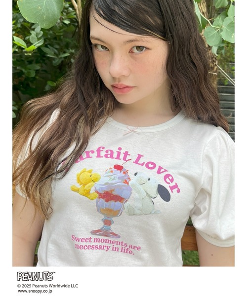 SNOOPY（スヌーピー）の「【PEANUTS】Parfait Lover TEE（Tシャツ/カットソー・レディース・ブラック/ピンク/オフホワイト・FREE）」の12枚目の写真