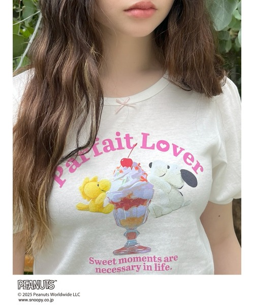 SNOOPY（スヌーピー）の「【PEANUTS】Parfait Lover TEE（Tシャツ/カットソー・レディース・ブラック/ピンク/オフホワイト・FREE）」の6枚目の写真
