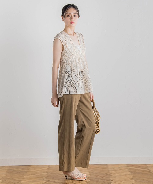 Droite lautreamont（ドロワットロートレアモン）の「チュールコード刺繍ビスチェ≪洗濯機で洗える≫（シャツ/ブラウス・レディース・ベージュ/オフホワイト/ブラック・M）」の18枚目の写真