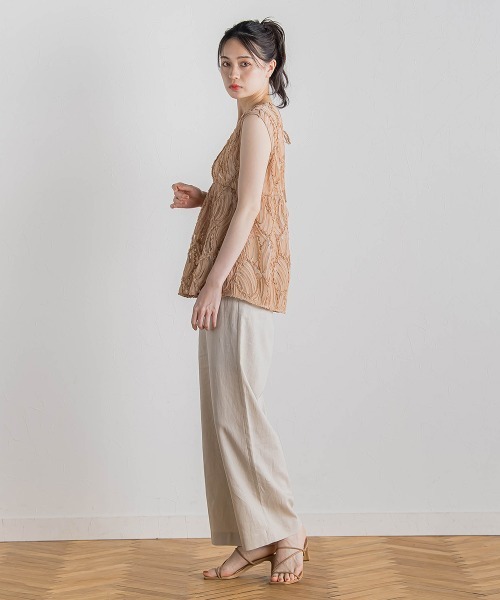 Droite lautreamont（ドロワットロートレアモン）の「チュールコード刺繍ビスチェ≪洗濯機で洗える≫（シャツ/ブラウス・レディース・ベージュ/オフホワイト/ブラック・M）」の6枚目の写真