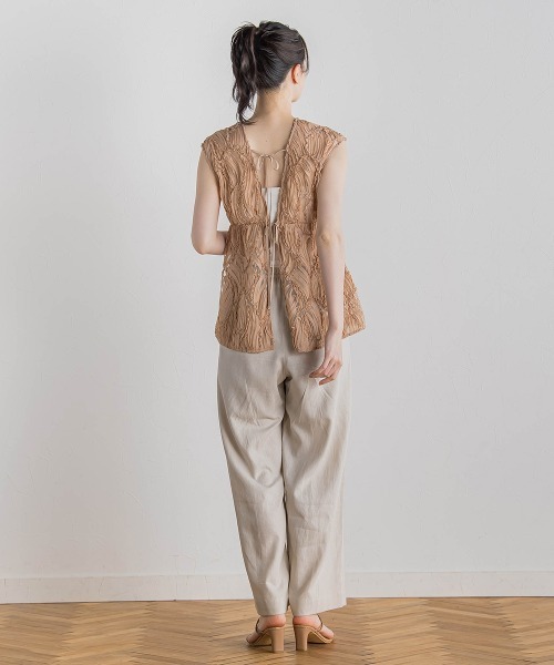 Droite lautreamont（ドロワットロートレアモン）の「チュールコード刺繍ビスチェ≪洗濯機で洗える≫（シャツ/ブラウス・レディース・ベージュ/オフホワイト/ブラック・M）」の7枚目の写真